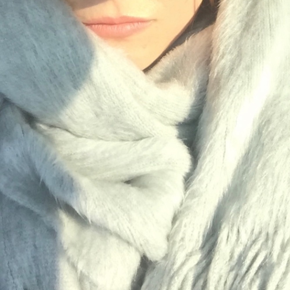 Soft fluffy grey scarf